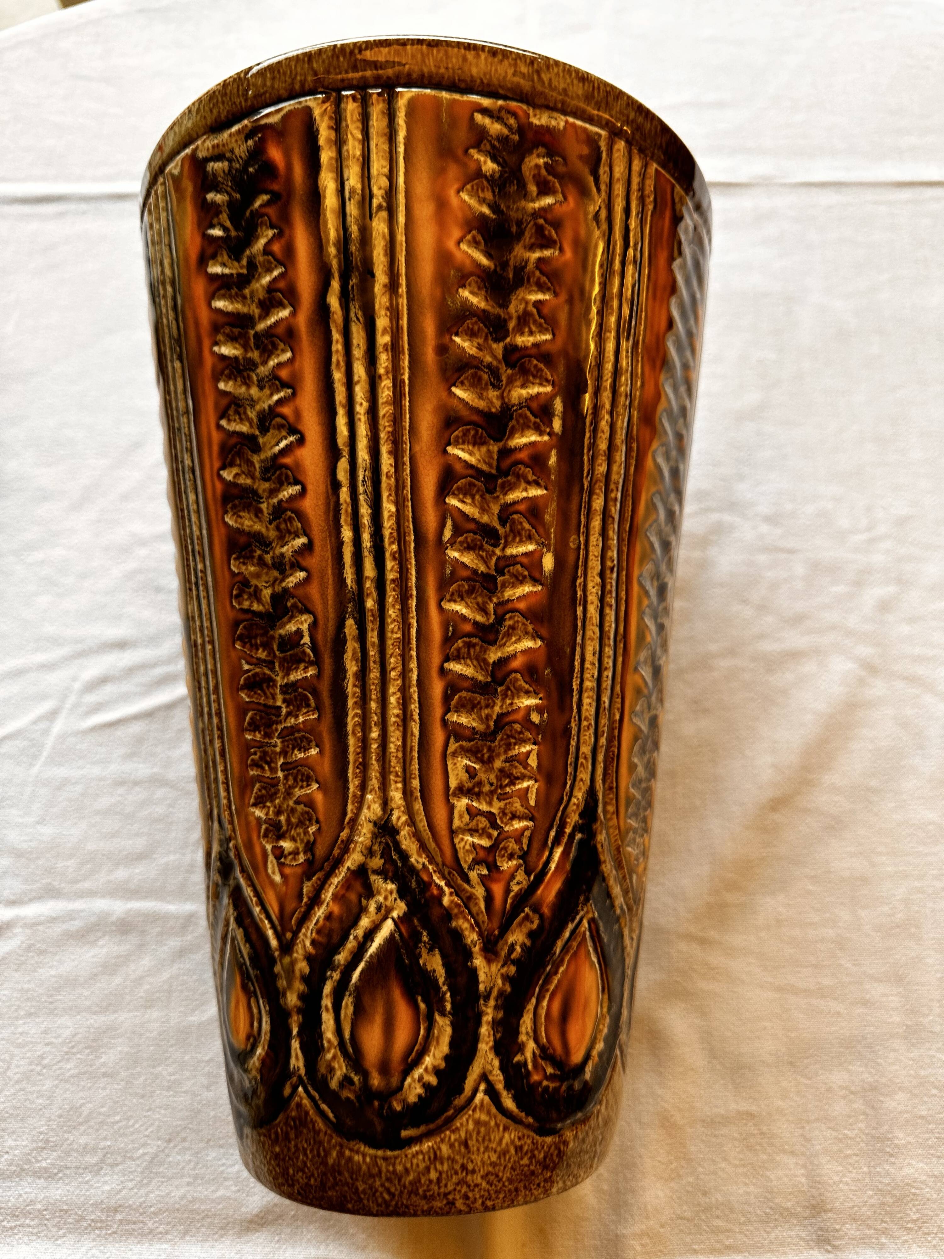 Ceramic frustoconical vase by Jean Varoqueaux for Périgord pottery
