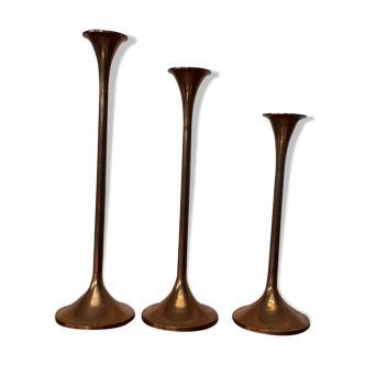 3 brass candlesticks