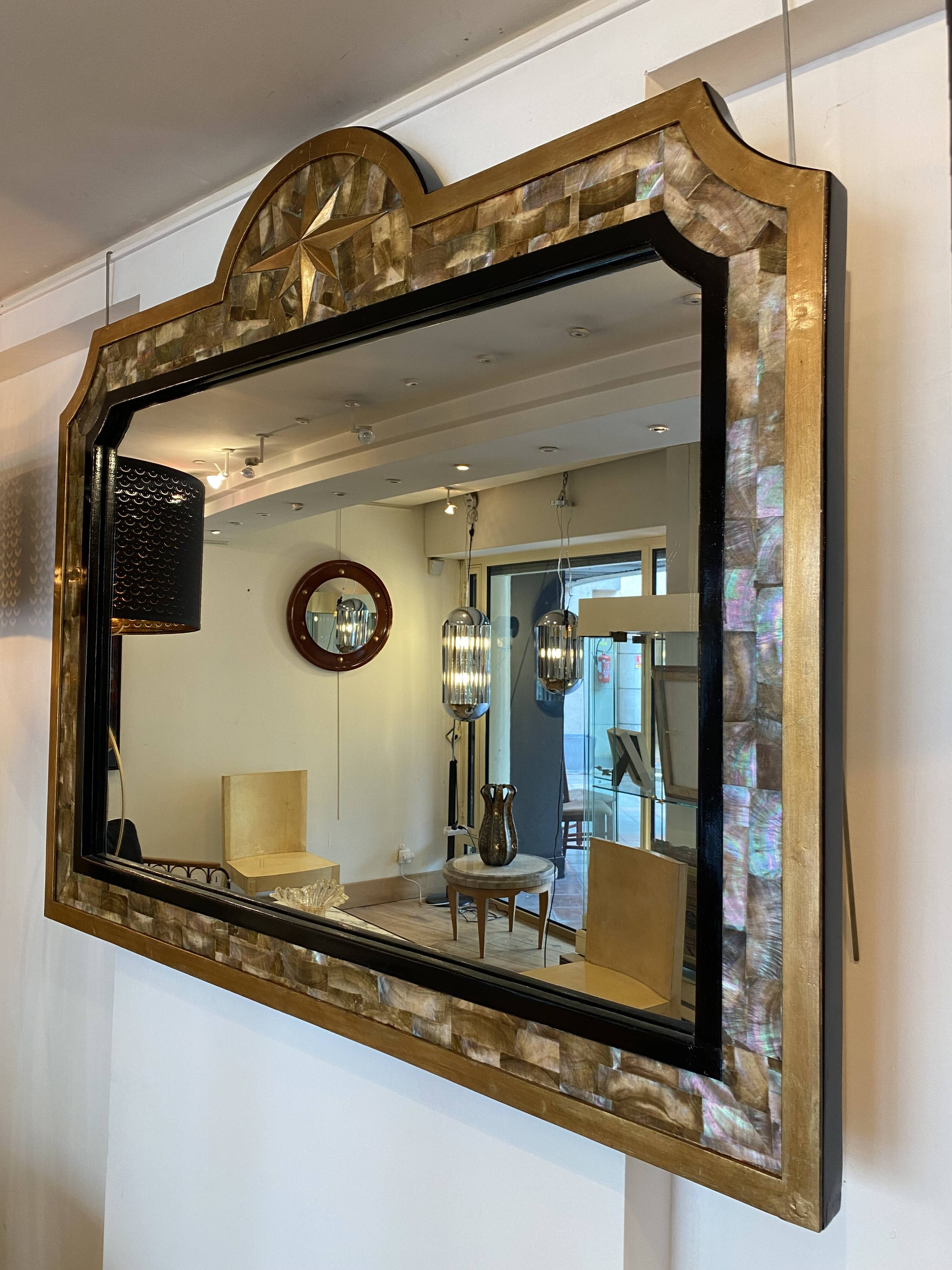 Tahitian mother-of-pearl mirror - 1940s