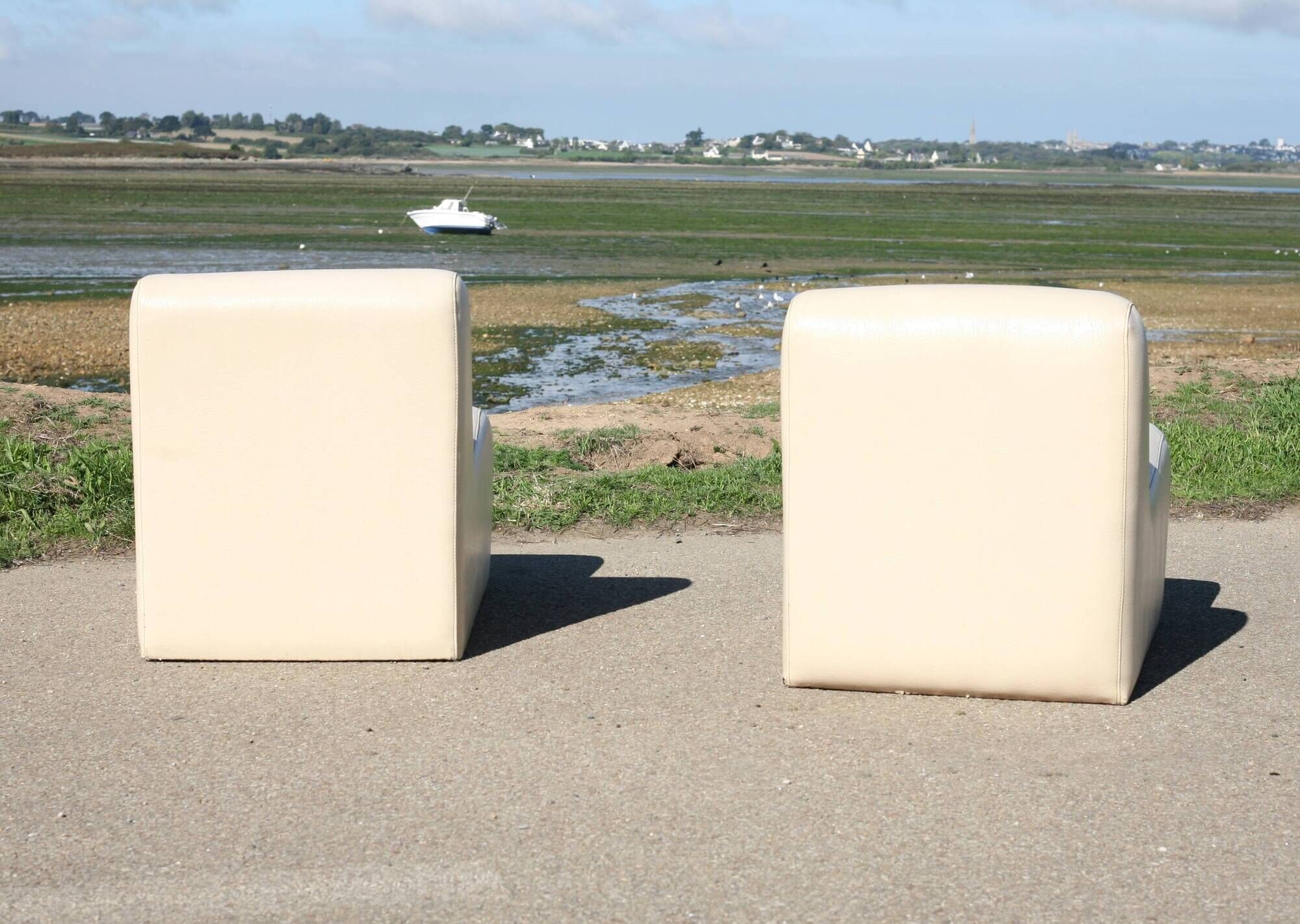 Pair of vintage armchairs, 1970s, faux leather