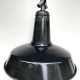 Lampe suspension tôle émaillée de couleur noire émail blanc à l'intérieur ø42cm