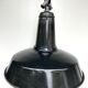 old LAMP SUSPENSION sheet metal enamelled color BLACK, white enamel inside Ø42cm