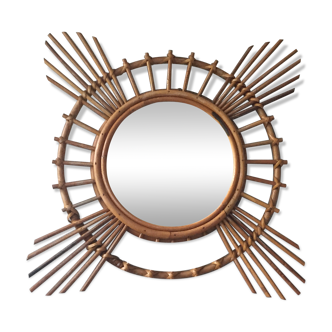 Vintage rattan mirror 60x60cm