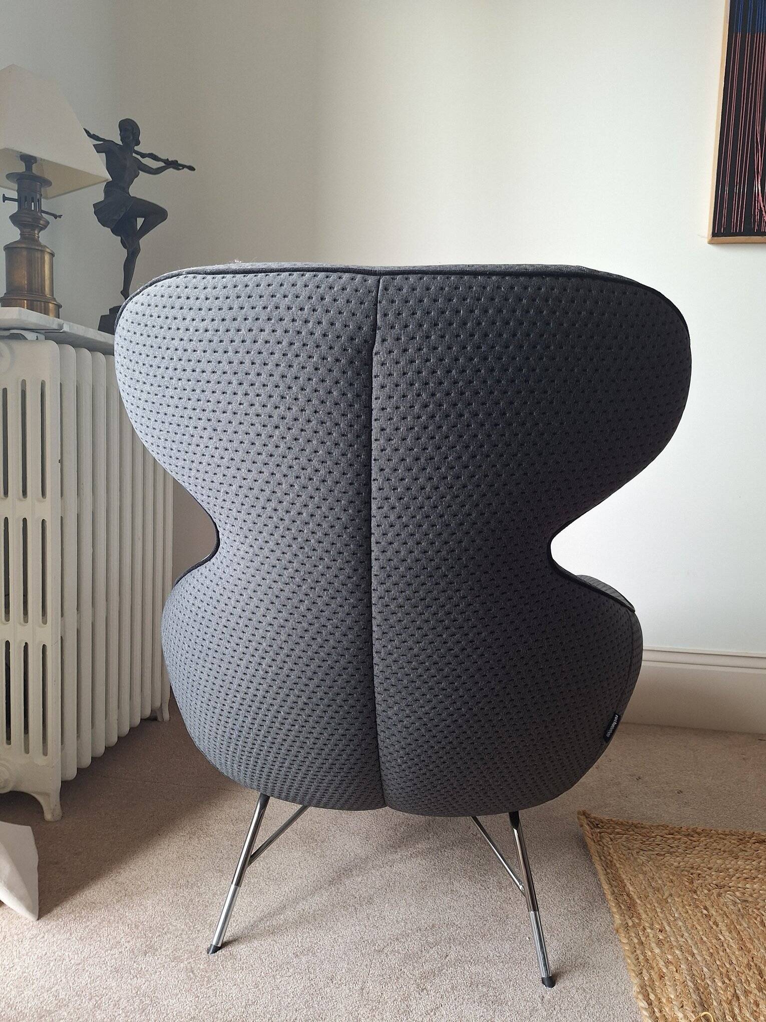 2 roche bobois spoutnik lounge armchairs with footrests