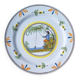 Earthenware plate with fisherman decoration