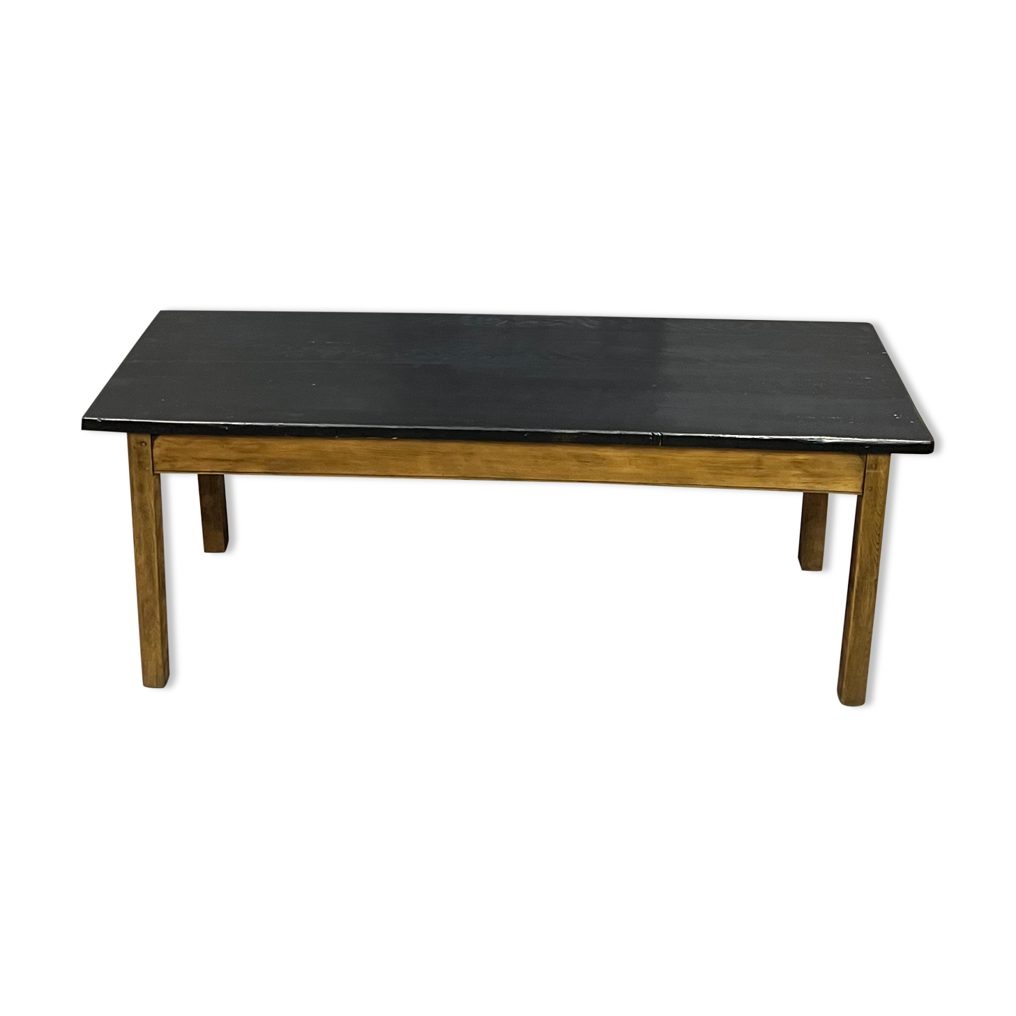 Oak farmhouse table, black top