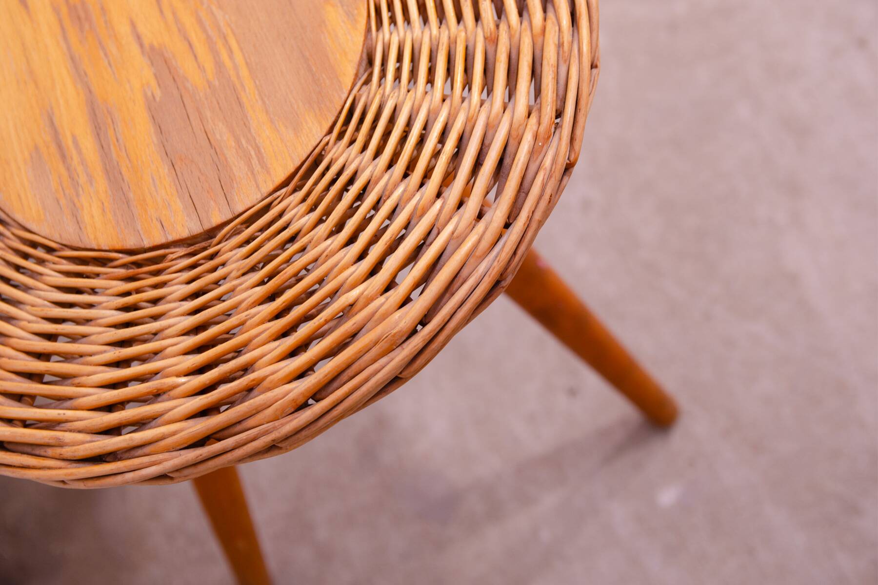 Mid century rattan stool by Jan Kalous for ÚLUV, 1960´s, Czechoslovakia