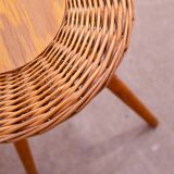 Mid century rattan stool by Jan Kalous for ÚLUV, 1960´s, Czechoslovakia
