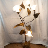 Golden brass floral floor lamp