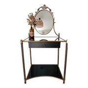 Louis XVI style hairdresser in brass and tempered glass