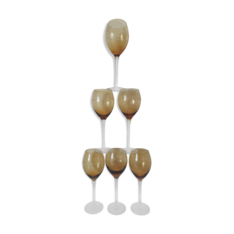 Set of 6 vintage crystal engraved glasses