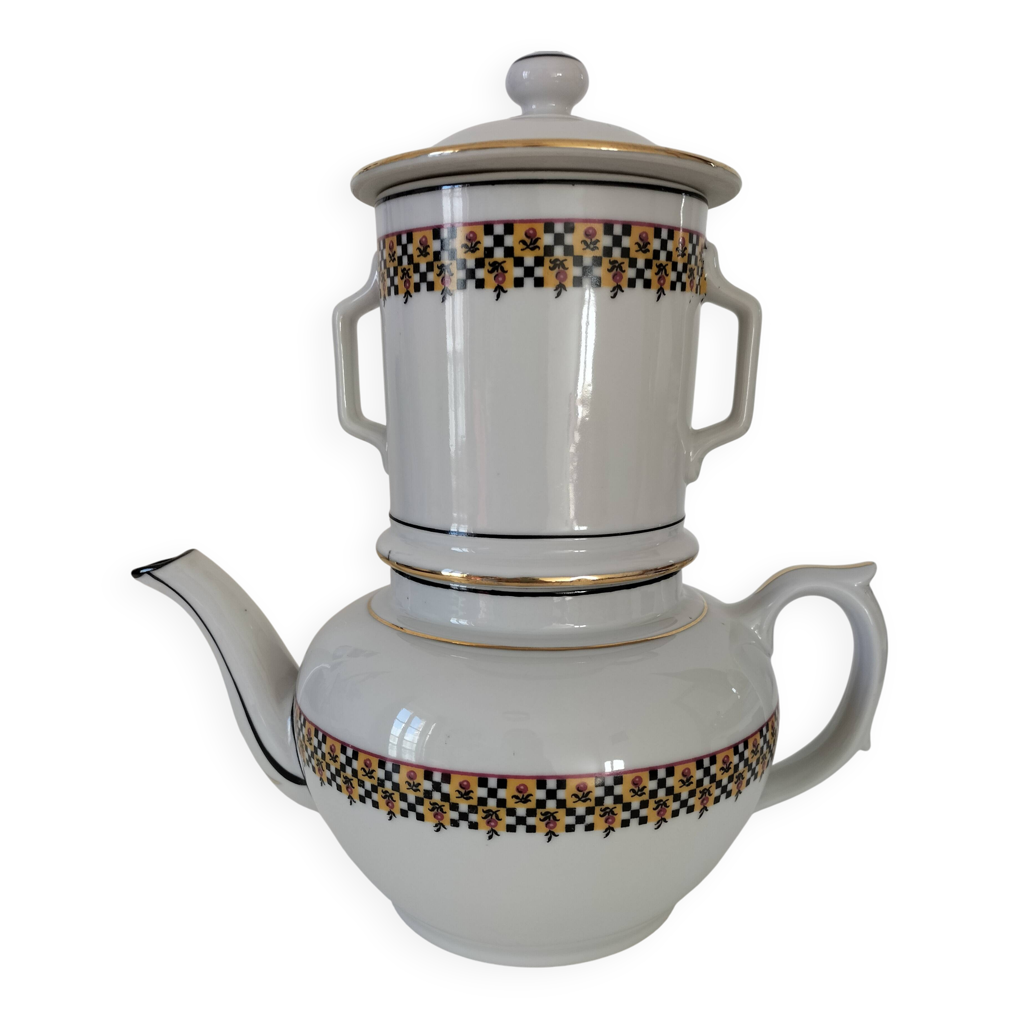 Art Deco filter coffee maker in Limoges porcelain by Balleroy Frères