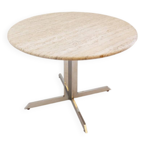 Round travertine dining - 1970s