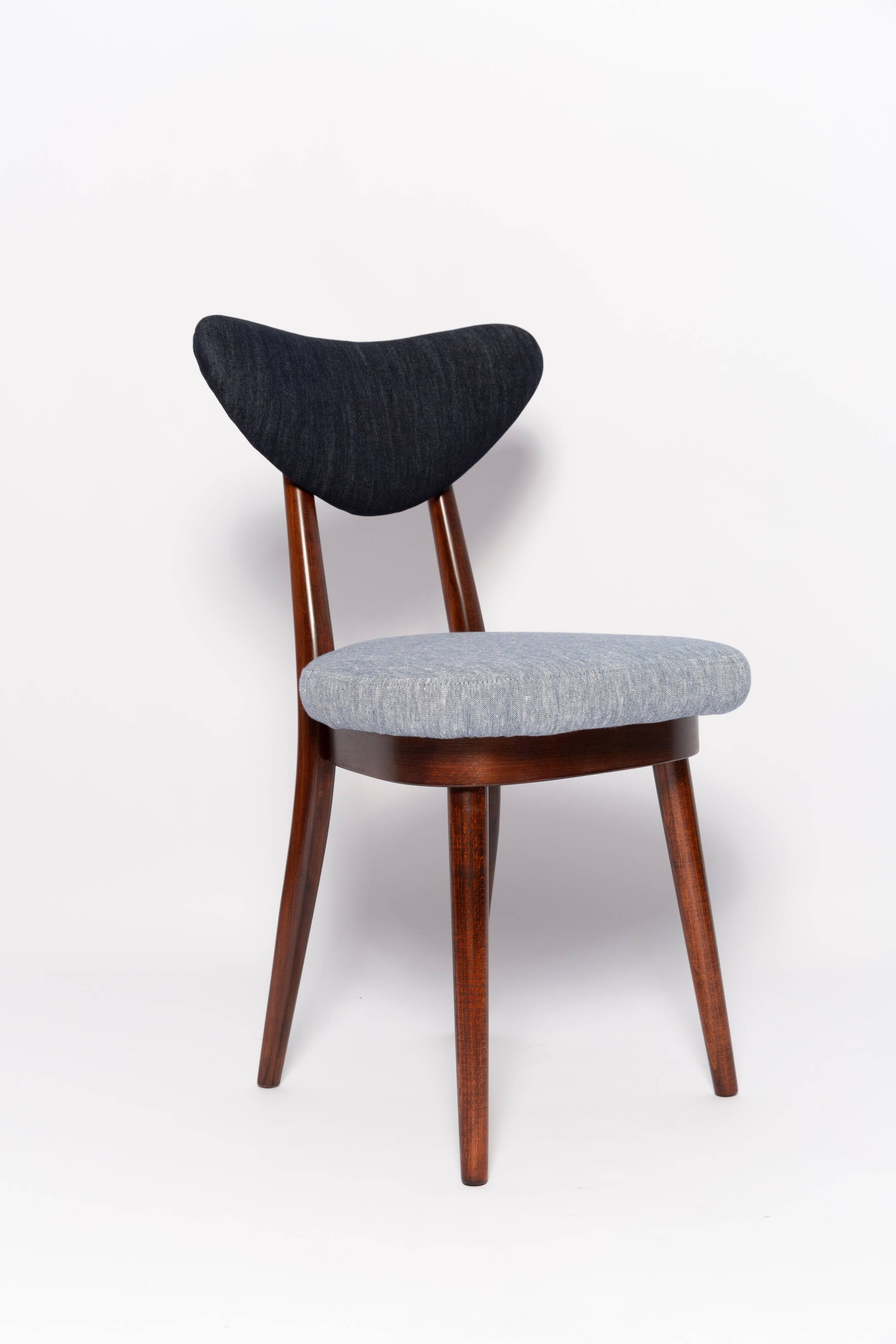 Heart-shaped chair in light blue and dark blue denim, Europe, 1960s
