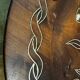 Wooden thuya catchall enhanced with metal wire and mother-of-pearl.