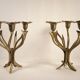 Pair of candlesticks three fires in brass