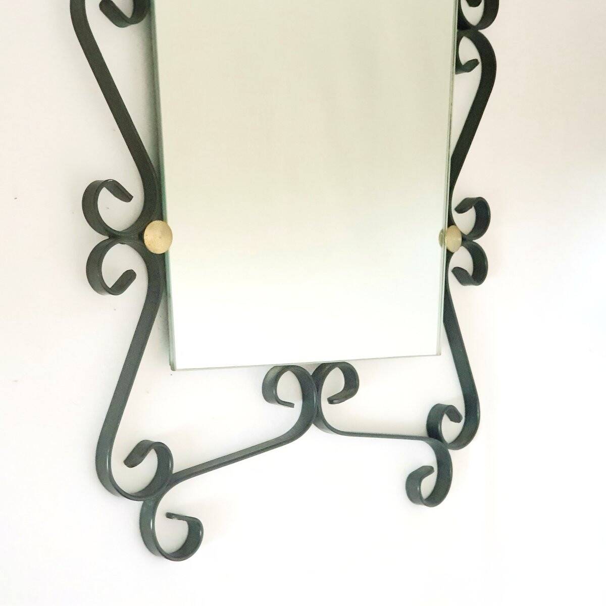 Vintage wrought iron mirror from the 1950s-60s, France.