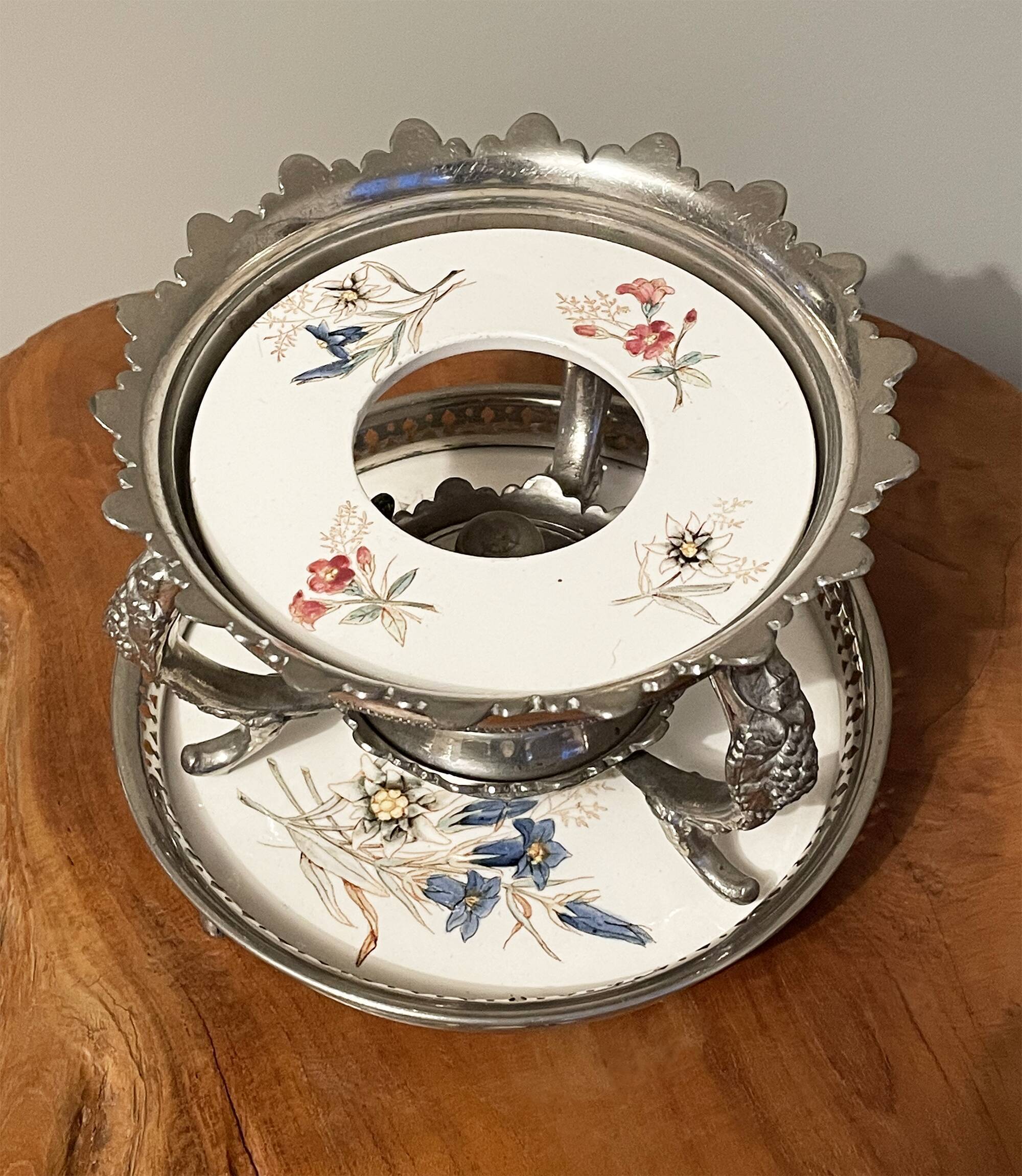 Silver-Plated J.N. Daalderop & Zn. Kettle, Burner and Stand, Chafing Dish, Teapot Warmer, Antique