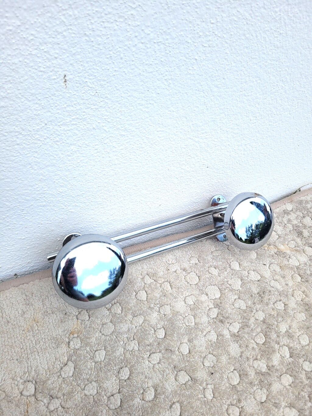 Vintage chrome wall coat rack 2p round