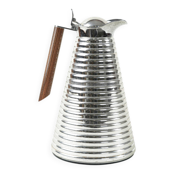 Alfi thermal carafe in ribbed silver metal with wooden handle, Germany