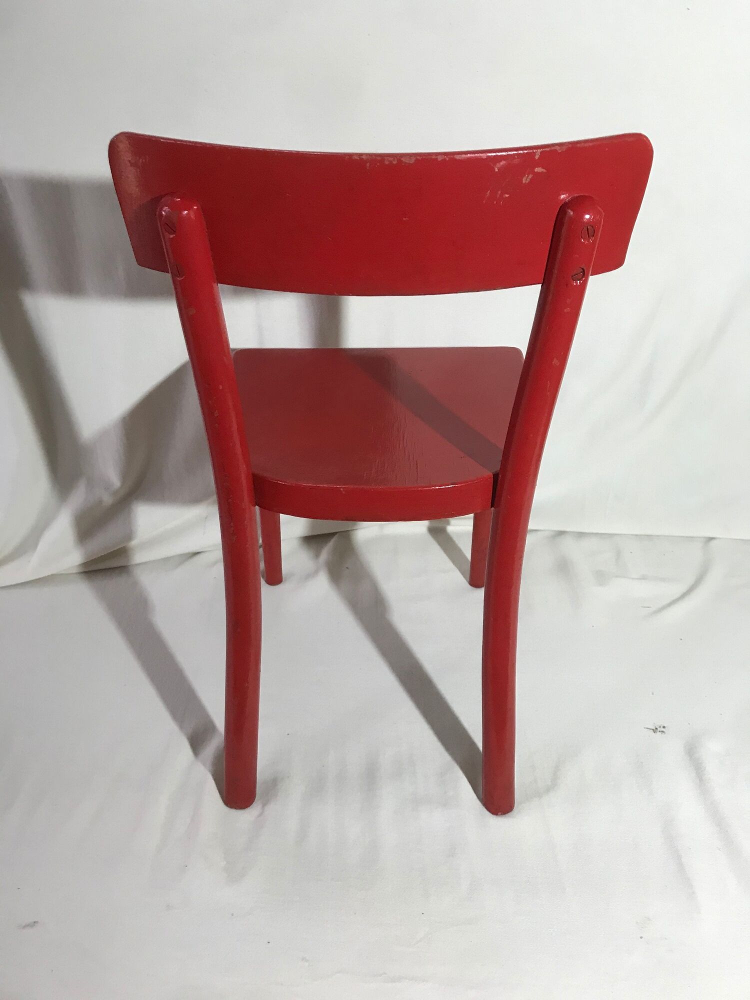 Paire de chaise ancienne Baumann bois rouge assise enfants vintage