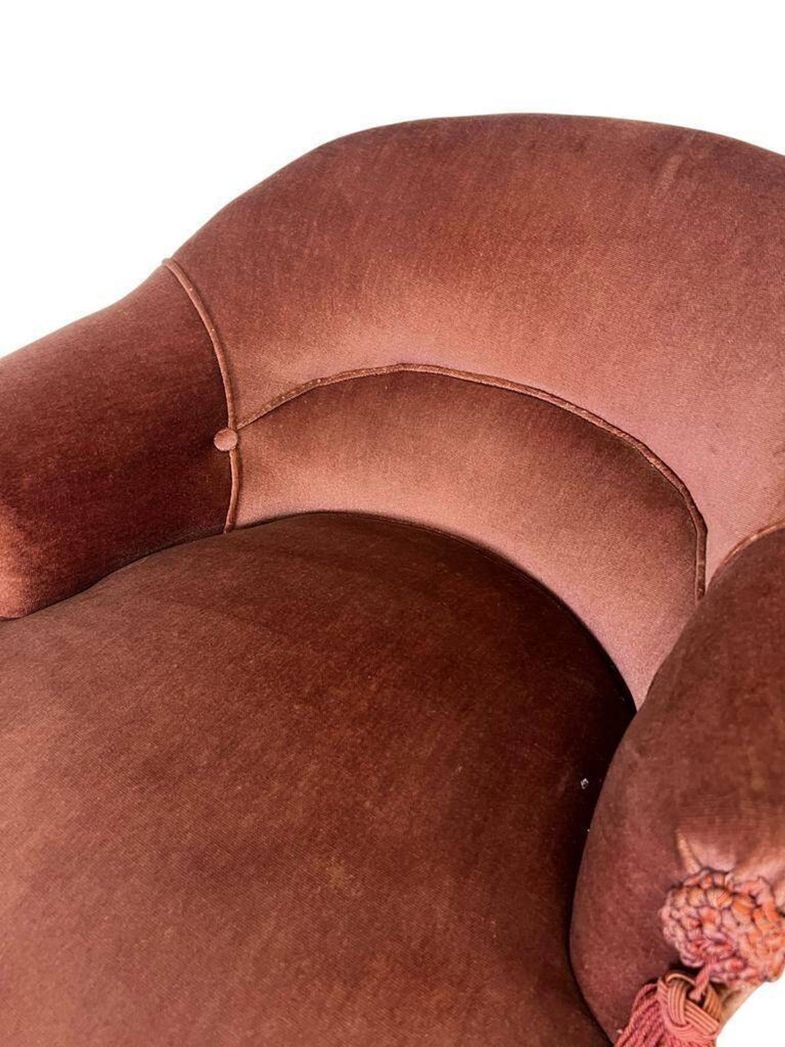Fauteuil vintage rose ancien / une place / fauteuil à franges