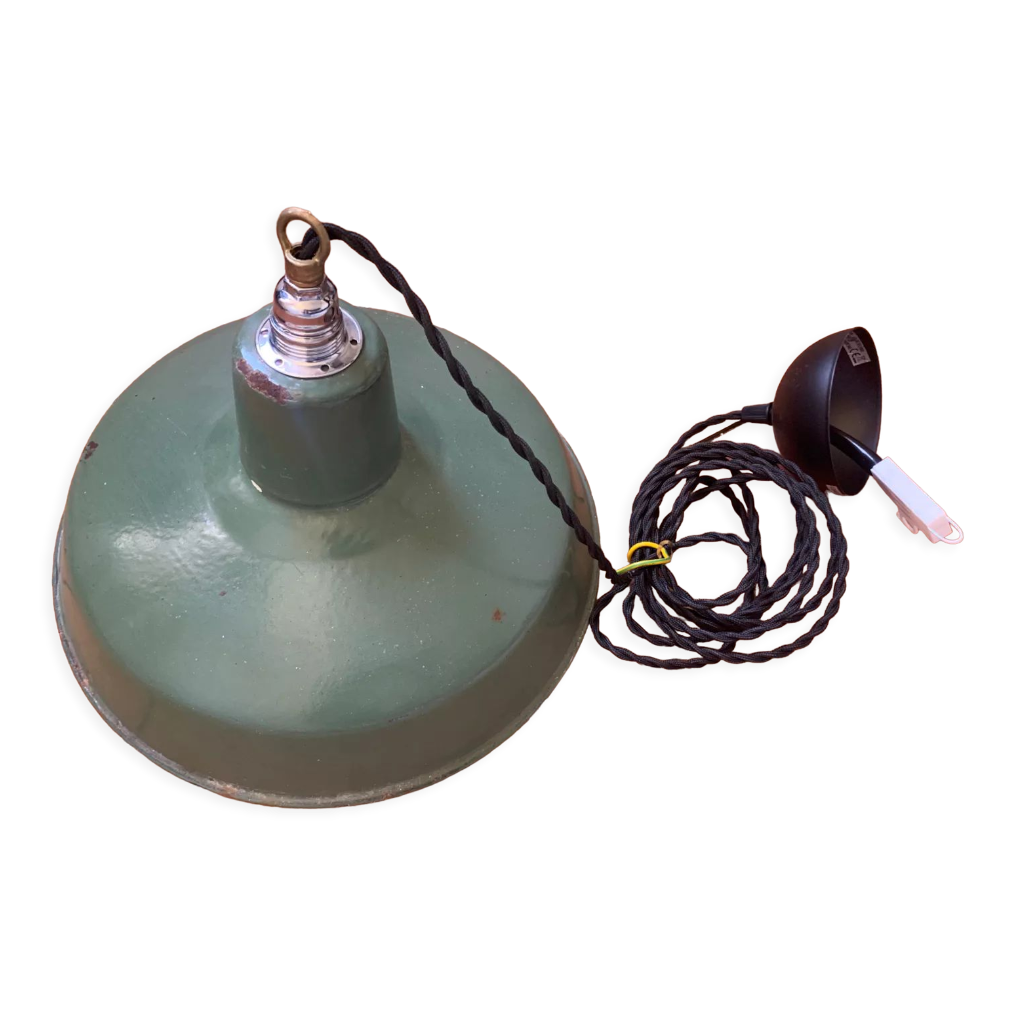 Green metal workshop pendant lamp