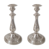 Pair of old candlesticks silver metal Christopfle