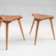 Lot de 2 tabourets en hêtre et orme, France, 1950s