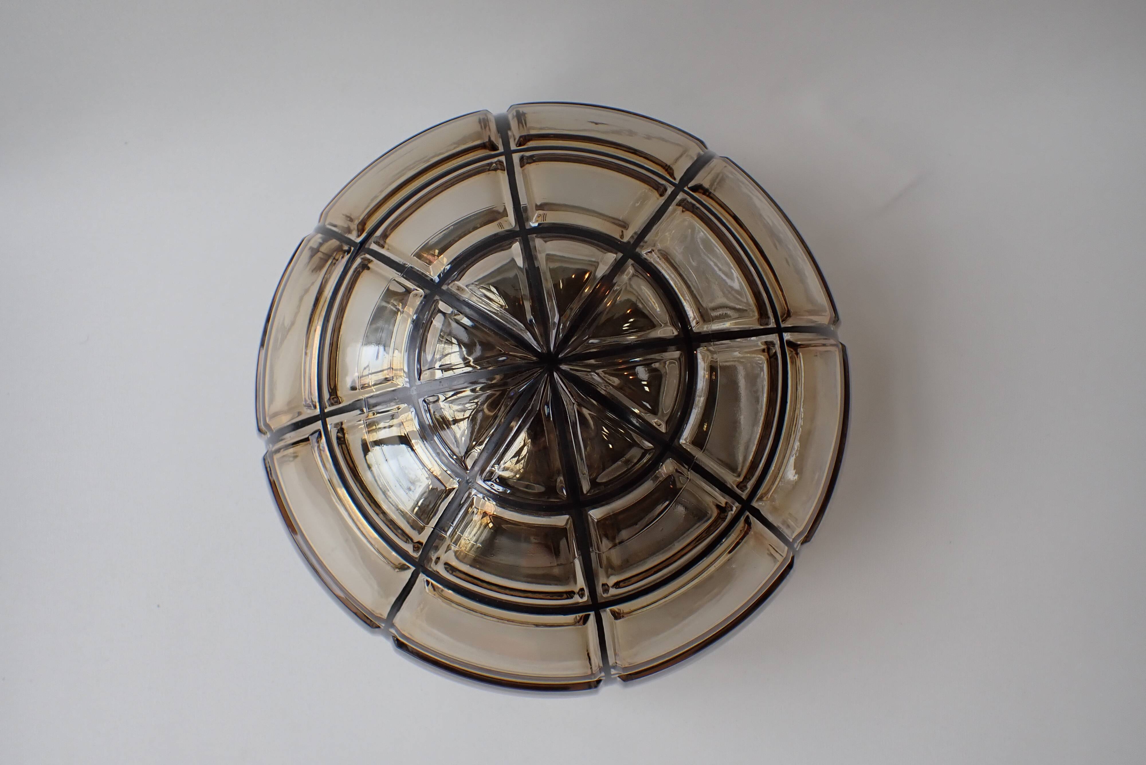 Vintage wall/ceiling light in amber glass / RZB Germany