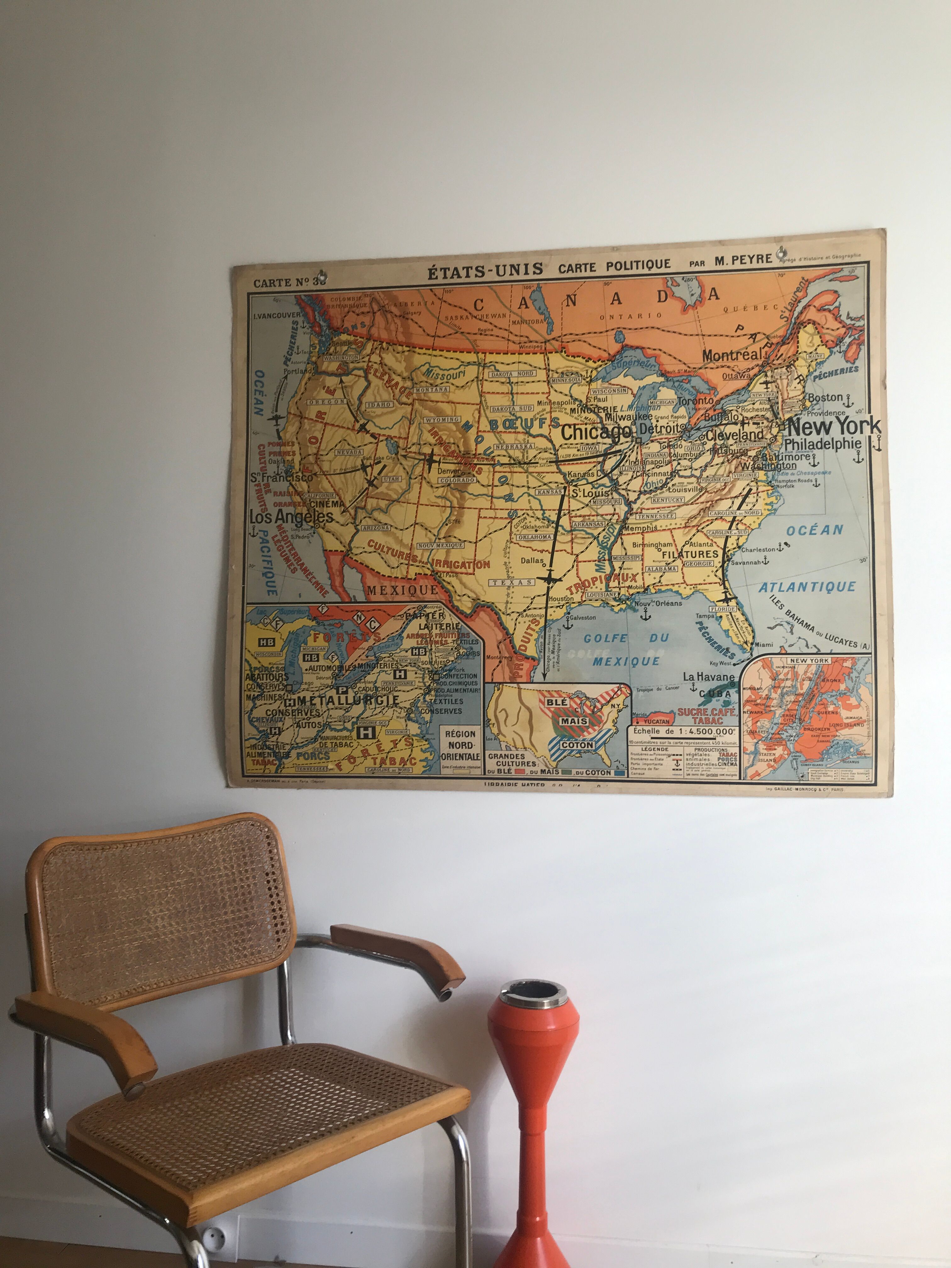 Vintage school map United States N°33 Editions Hatier by M.Peyre