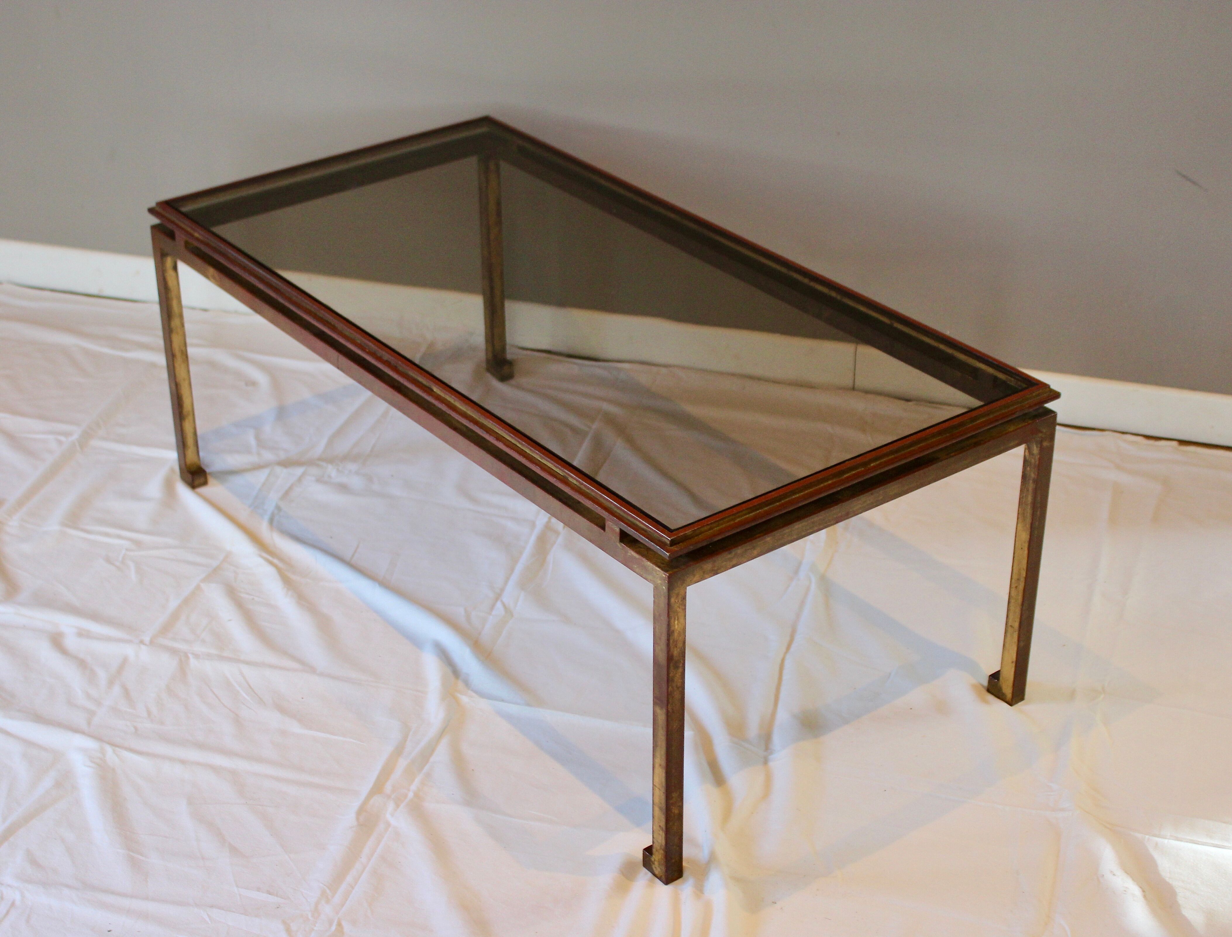 Rectangular gold wrought iron coffee table on sheet, Ramsay House