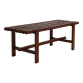 Banc à lattes en bois précieux, années 1970