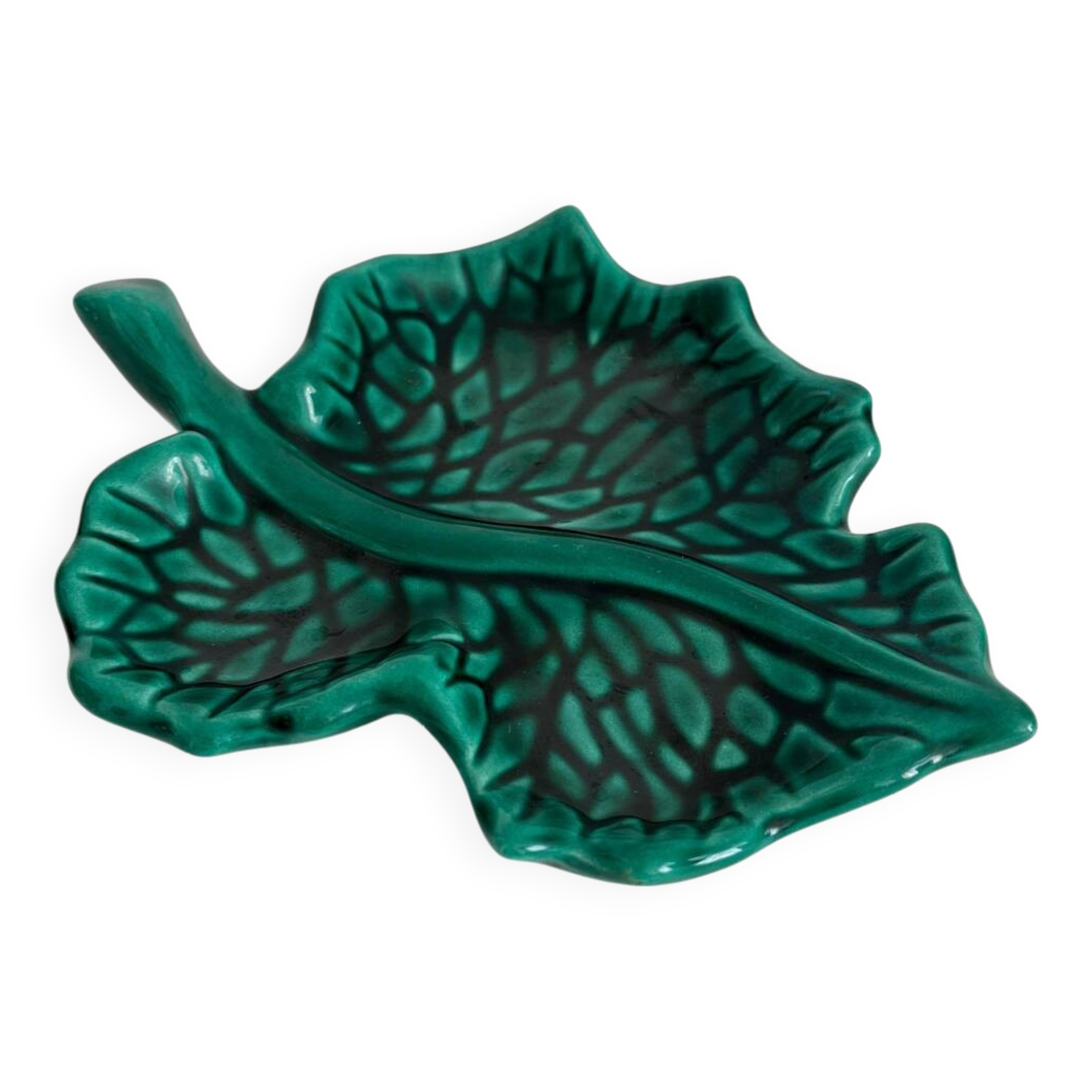 Vallauris green leaf slip bowl
