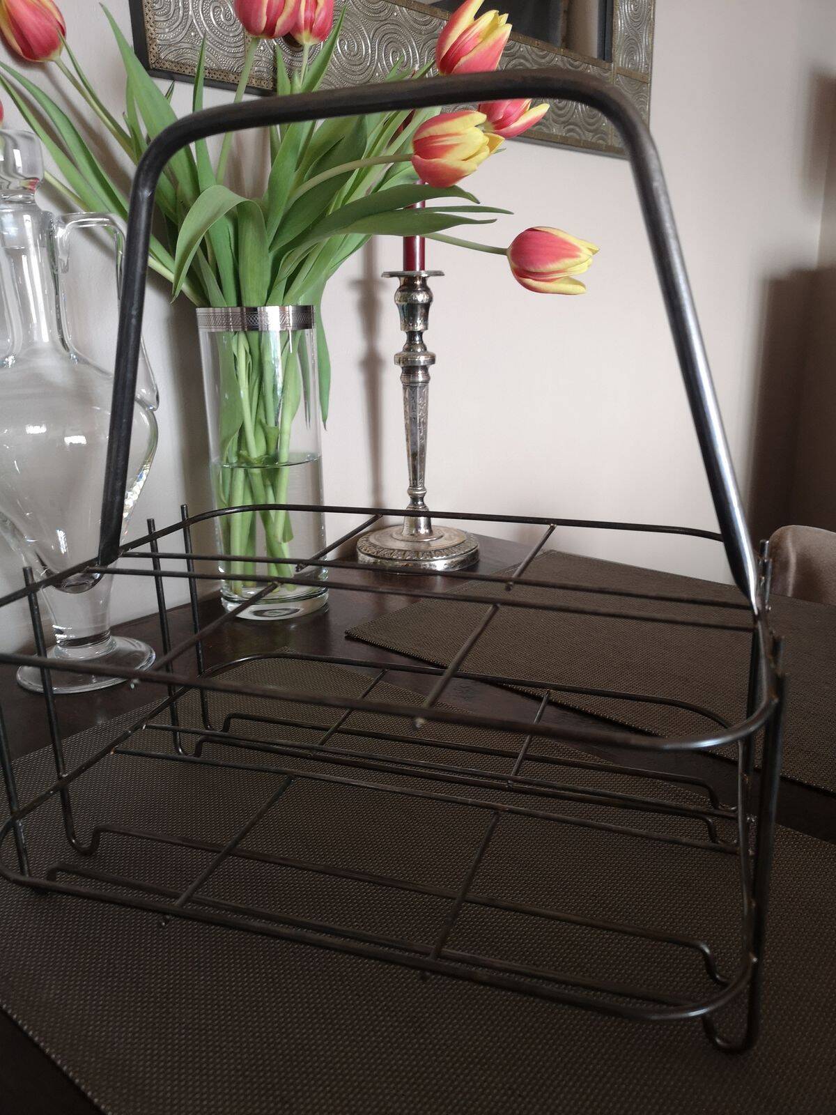 Metal bottle holder basket - 1950s