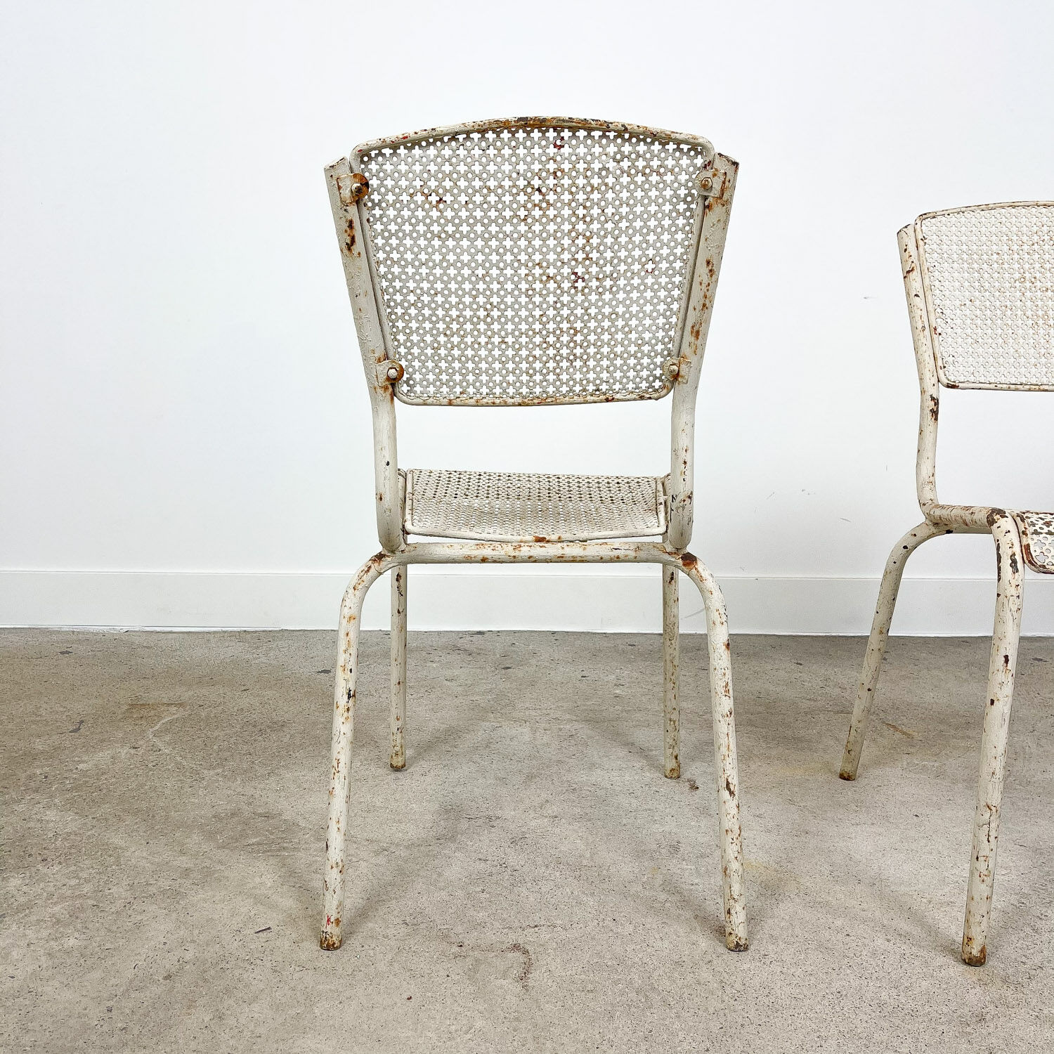 Set of three vintage industrial bistro chairs by Matieu Matego