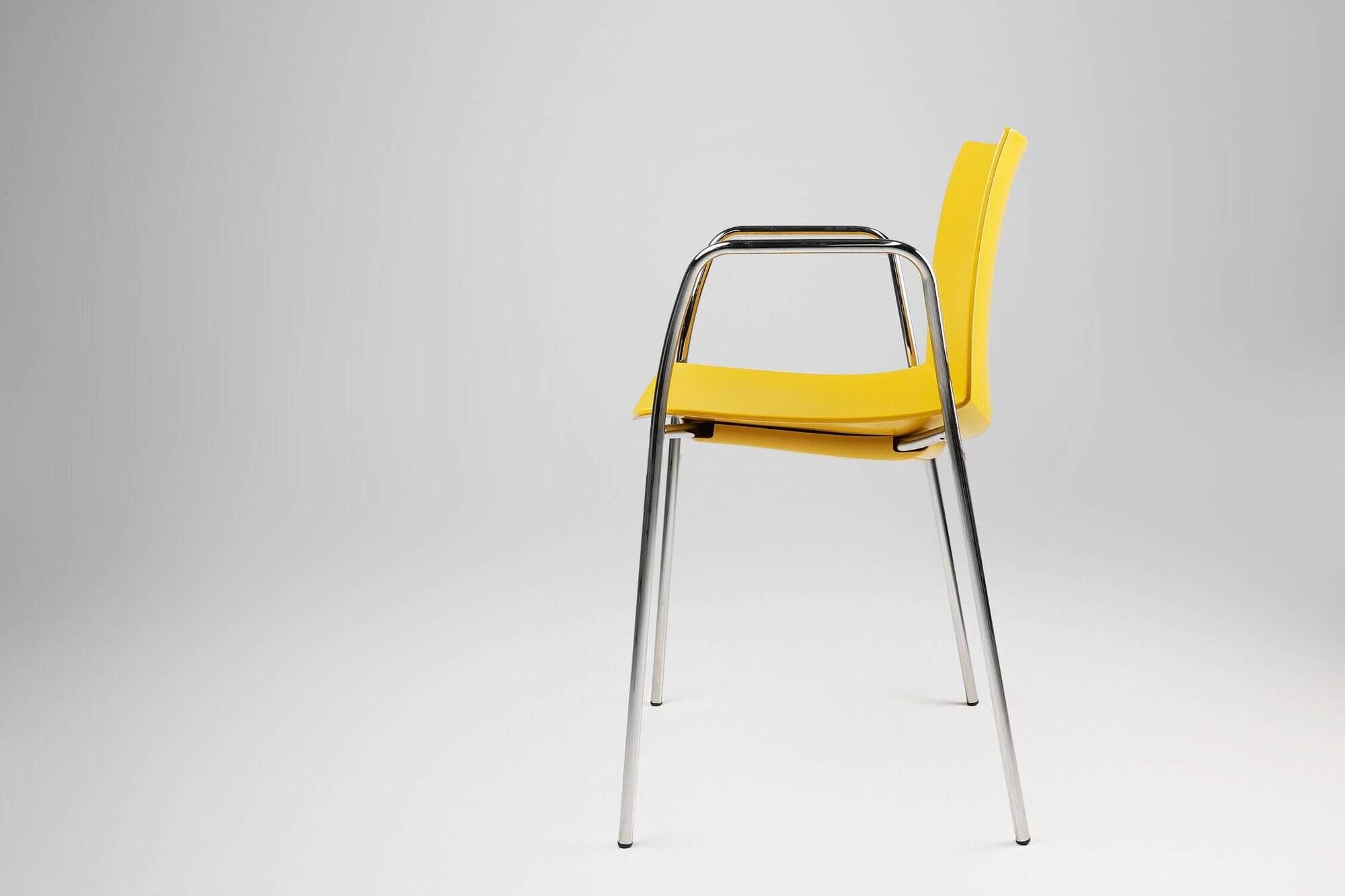 Mid-Century Yellow Chair with Metal Frame and Plastic Seat, Belgium