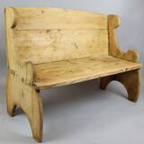 Wear consistent with age and use. Mid-Century Fir wood bench