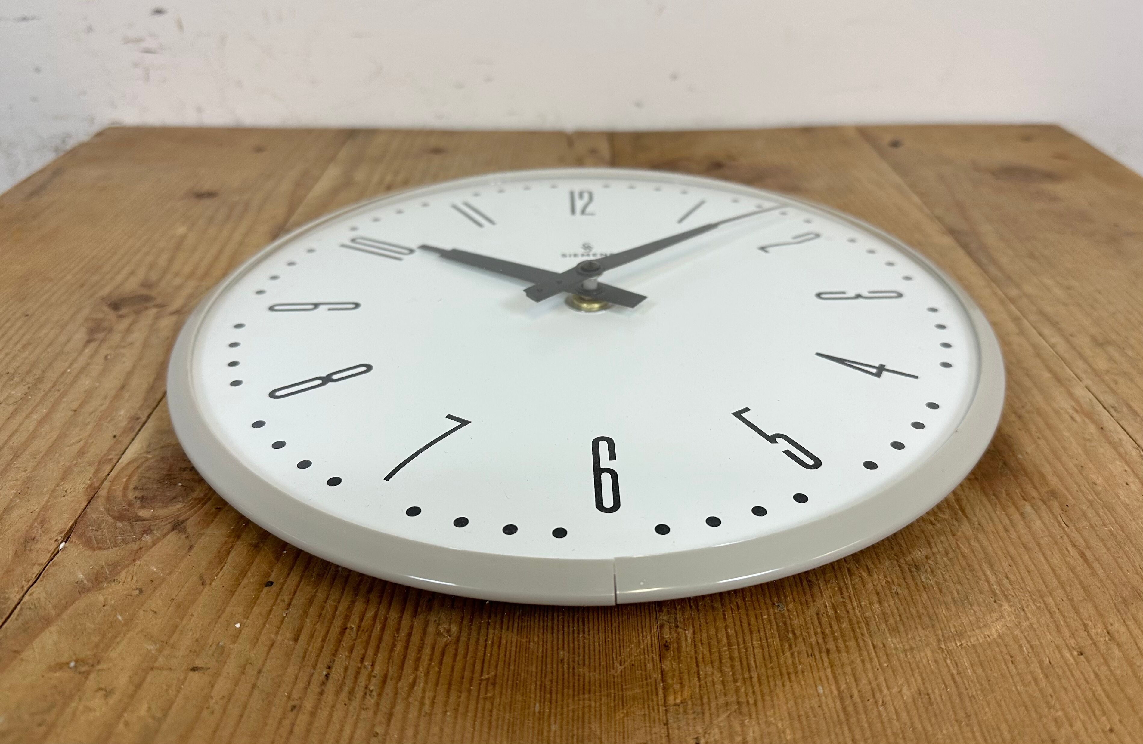 Grey Industrial Factory Wall Clock from Siemens, 1970s