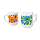 3 arcopal flower mugs