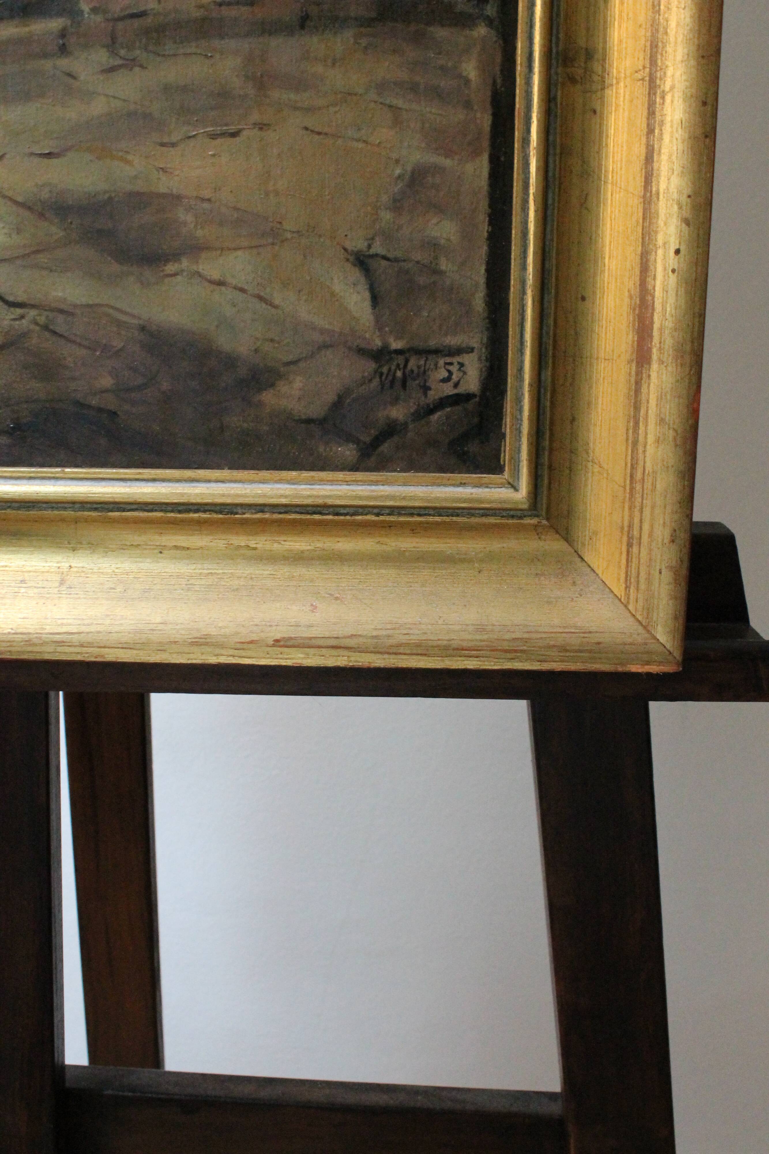 20th century French school painting "Apse of the Cathedral of Saint-Om