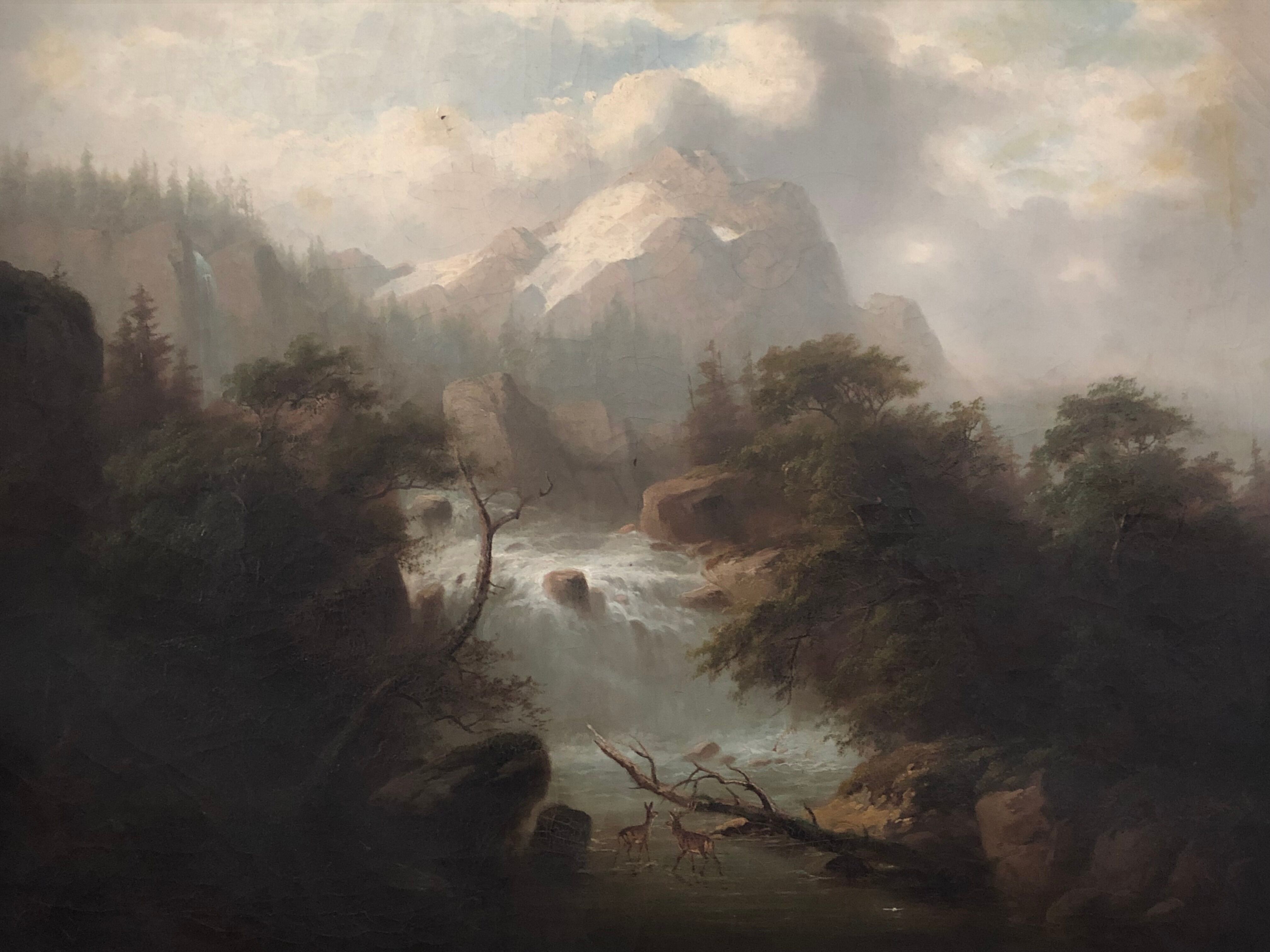 Huile sur toile du milieu du 19e siècle