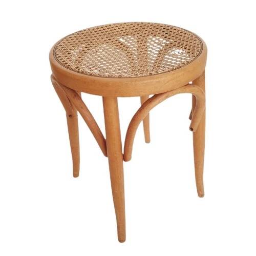 Thonet-style stool with caned seat