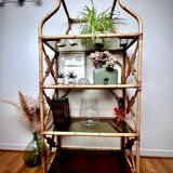 Rattan and glass shelf