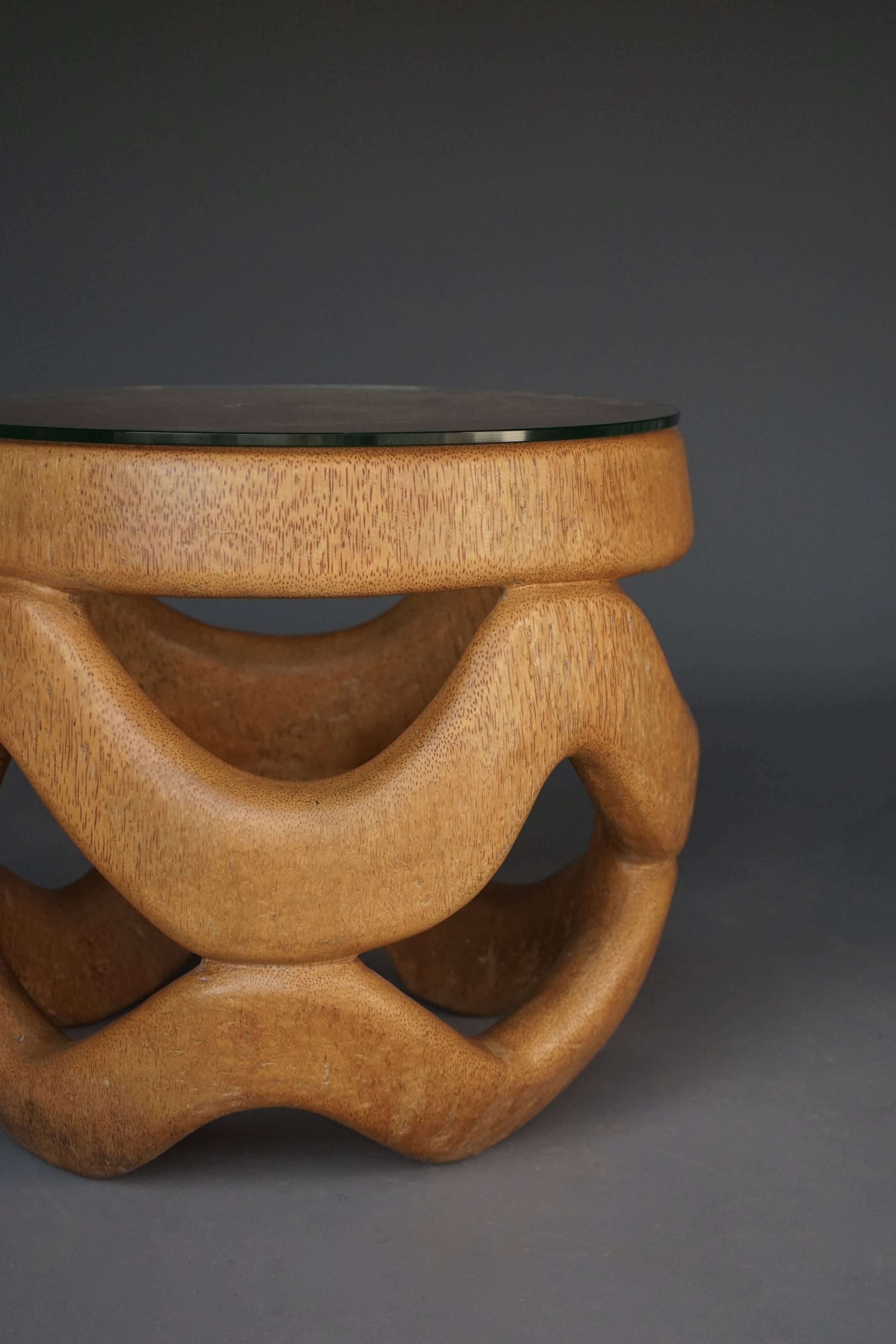Organic Sculptural hand-crafted Palm Wood Coffee Table, 1970s