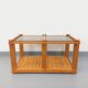 Vintage rectangular coffee table in pine and smoked glass from the 70s and 80s.