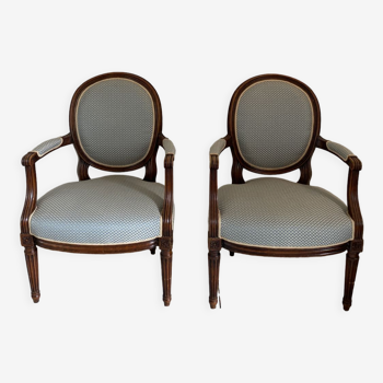 Set of two restored Louis XVI style armchairs