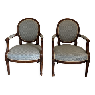 Set of two restored Louis XVI style armchairs