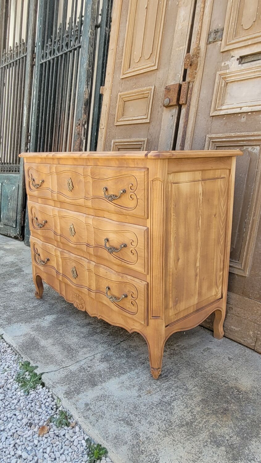 Louis xv style chest of drawers in pickled cherry