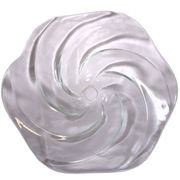 Coupe art-déco en verre pressé légèrement opaque, forme torsadée, 35x12cm